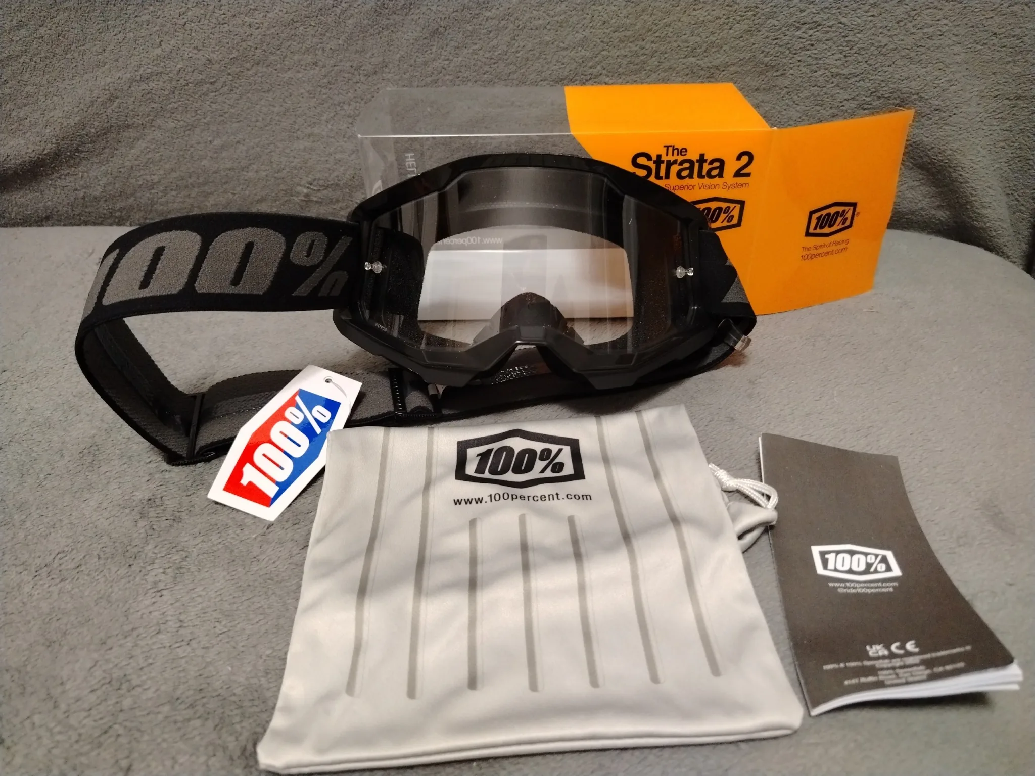 Мотоочки 100% Strata 2 в комплектации с прозрачной линзой (Clear Lens)